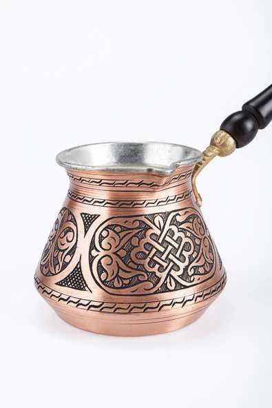 5 kişilik ÖZEL ÜRETİM Gaziantep Bakır El Ağır İşlemeli Türk Kahve Cezve 1.SINIF (1mm kalınlık)