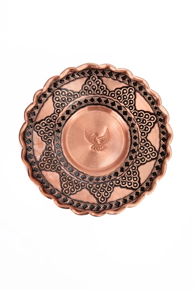 DMT Gaziantep Bakır Osmanlı Türk Kahve Fincanı tek kişilik ağır işlemeli Fincan Üzüm işlemeli - 3