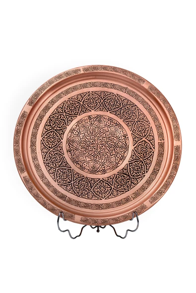 DMT Gaziantep Bakır 32cm Osmanlı El İşlemeli Sunum tepsi Kına tepsisi 32cm