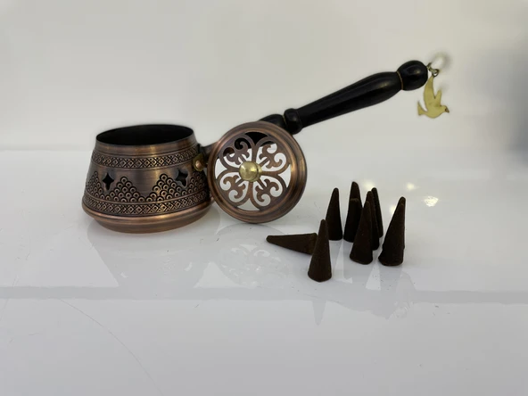 Gaziantep Bakır Buhardanlık-Tütsülük Oda Kokusu Tütsü Tutacağı Tütsü ( 10 ADET Tütsü Hediyeli) - 2
