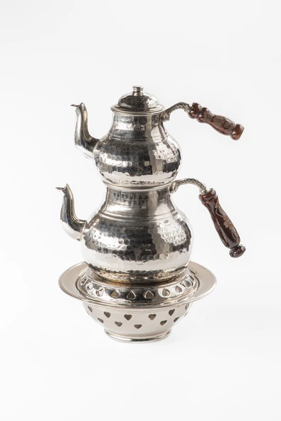 BÜYÜK BOY Gaziantep Bakır Çaydanlık Takımı ve Balkon Sefası Takımı Komple EL DÖVMESİ