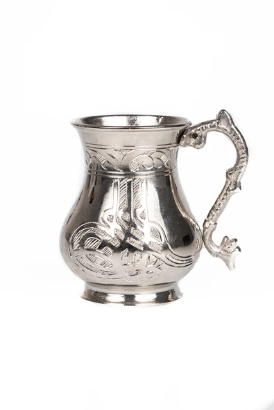 DMT Gaziantep Bakırdan Osmanlı Tuğralı Su ve Ayran Bardak boy 10,5cm genişlik 6cm kalın 3mm kalaylı - 2