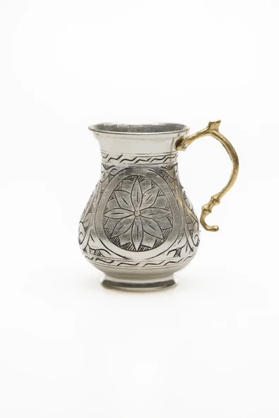DMT Gaziantep Bakırdan El işlemeli Su ve Ayran Bardak boy 10,5cm genişlik 6cm kalınlık 3mm kalaylı