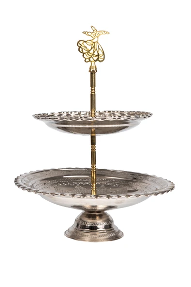 DMT Gaziantep Bakır çift katlı kurabiyelik-sunumluk TOPLAM BOY :33cm En:Alt 22cm üst 17cm çap