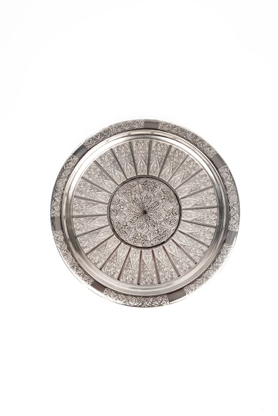 DMT Gaziantep Bakır servis tepsi gümüş nakışlı otantik motifli 22 cm - 2