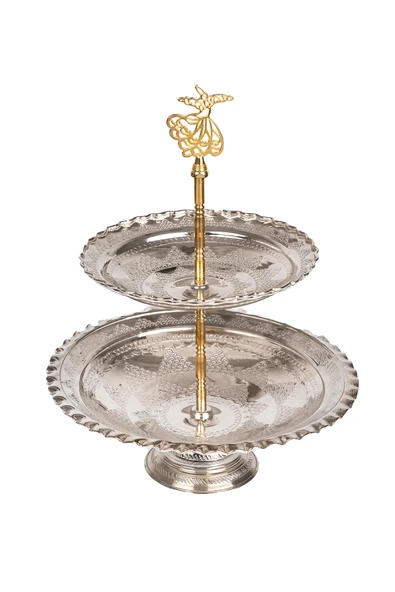 DMT Gaziantep Bakır çift katlı kurabiyelik-sunumluk TOPLAM BOY :33cm En:Alt 22cm üst 17cm çap - 2