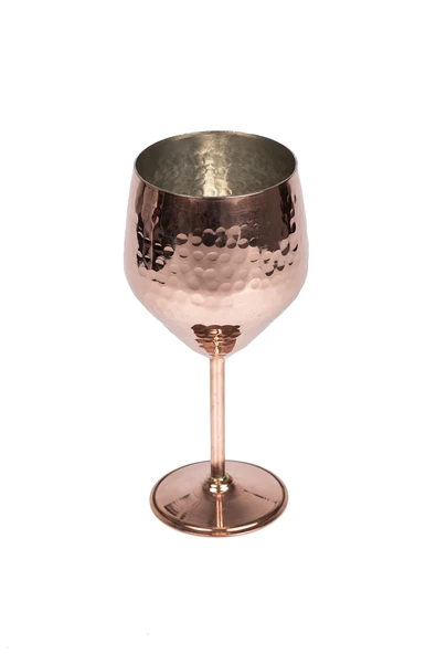 DMT Gaziantep Bakırdan DÖVMELİ Ayaklı servis Bardak boy 20 cm genişlik 9,0 cm kalınlık 3mm 260 gr - 2