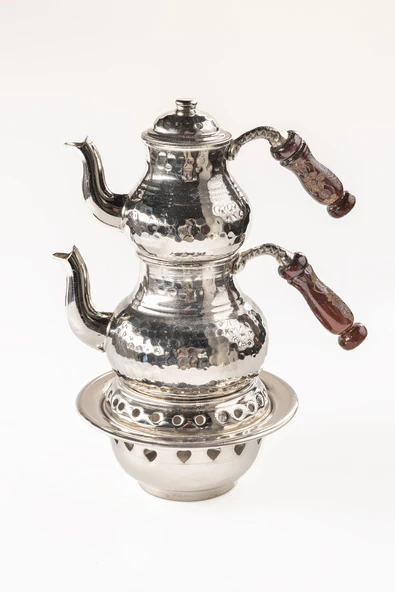 DMT Gaziantep Bakır Çaydanlık Takımı ve Balkon Sefası Takımı Komple EL DÖVME İŞLEME - 2