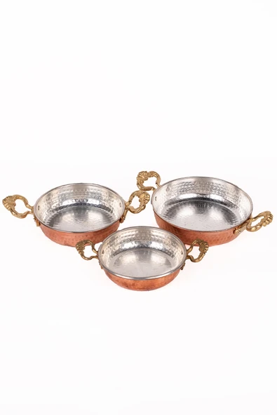 DMT Gaziantep Bakır Sahan Omlet Yumurta Tavası 3'lü set 1.sınıf 14-16-18 cm (kalaylı) - 2