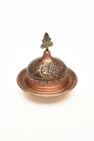 GAZİANTEP BAKIR 14 CM-12 CM EL İŞLEMESİ 1.SINIF ÖZEL KAHVE YANI SUNUMLUK LOKUMLUK-ÇEREZLİK 2'Lİ SETİ