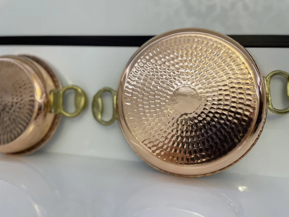 Gaziantep 21 cm Bakır EL Dövmesi Sahan Omlet Yumurta Tavası Mıhlama Sahan 1.sınıf (kalaylı)ÇİRTİKLİ - 4