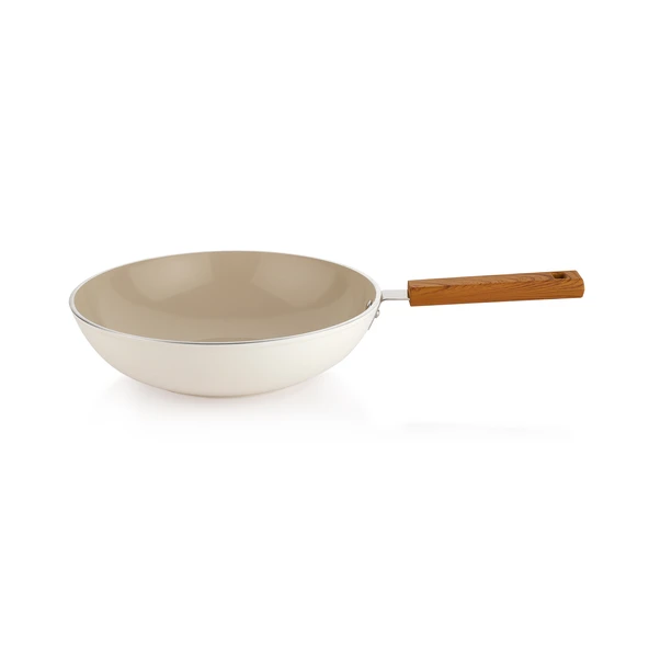 Schafer Ceramoni Seramik Wok Tava 28 Cm-Krem - 3