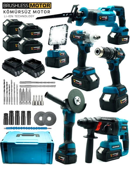 Germany Style Pro 6'lı Kömürsüz Matkap-Taşlama-Tilki Kuyruğu-Hilti Kırıcı-Bijon Sökme-Led Aydınlatm