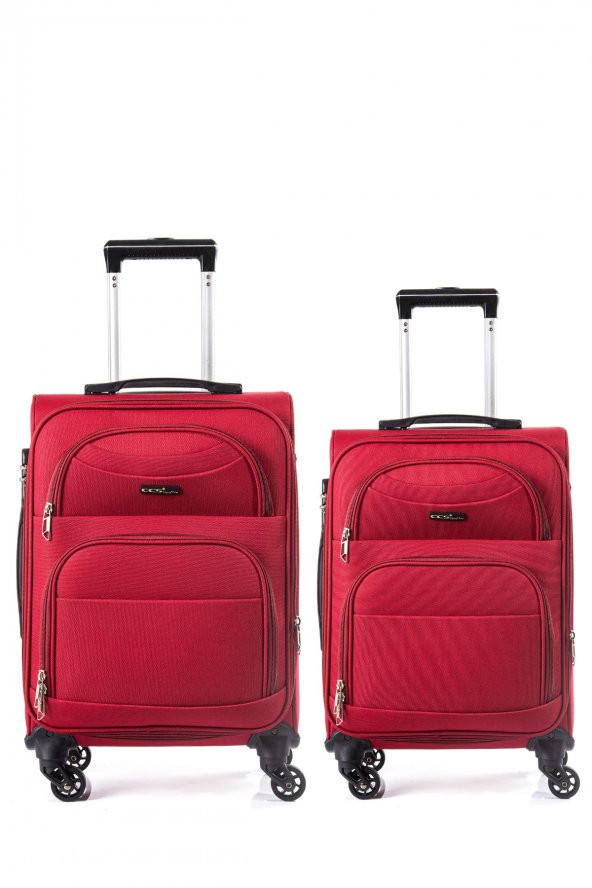 2li Valiz Seti Ççs Kumaş Büyük Boy ve Orta Boy 2li Set Kırmızı