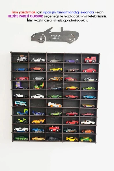 SLY-Kişiye Özel Oyuncak Araba Rafı 50'li Beyaz (hotwheels Ve Matcbox Arabaları Için Uygundur) - 5