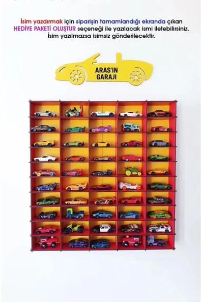 SLY-Kişiye Özel Oyuncak Araba Rafı 50'li Beyaz (hotwheels Ve Matcbox Arabaları Için Uygundur) - 3