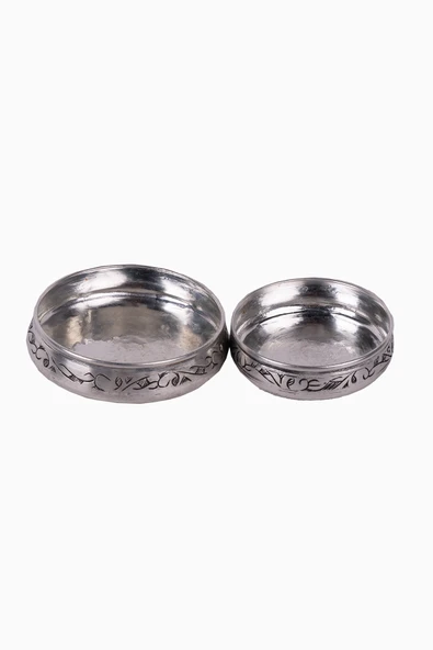 DMT GAZİANTEP BAKIRDAN EL İŞLEMELİ ÇEREZ VEYA KAHVALTI TABAK büyük 12 cm Küçük 10 cm derinlik 2 cm - 2