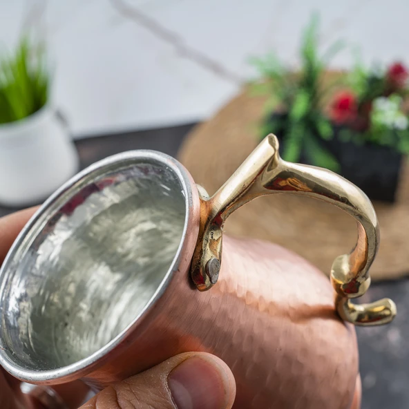 DMT COPPER Gaziantep Bakır El Yapımı Kupa El İşlemeli Bardak (OTANTİK KUTULU)Hediyelik - 2