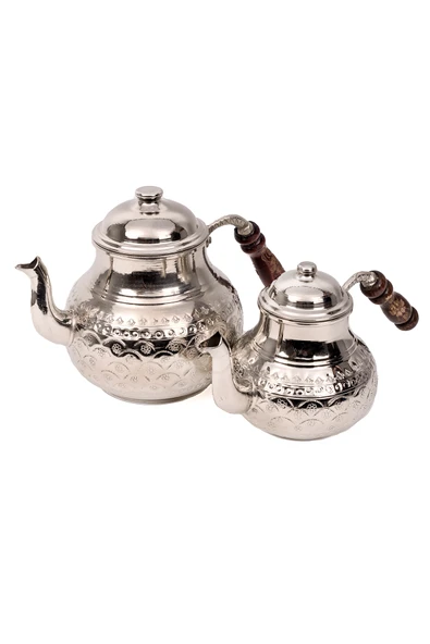 DMT Gaziantep Bakırdan Çaydanlık İşlemeli TOPLAM BOY :26 cm En:Alt 16 cm üst 12 cm çap  işlemeli kulp - 2