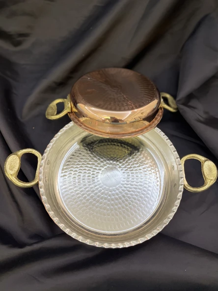 Gaziantep 17 cm Bakır EL Dövmesi Sahan Omlet Yumurta Tavası Mıhlama Sahan 1.sınıf (kalaylı)ÇİRTİKLİ - 3