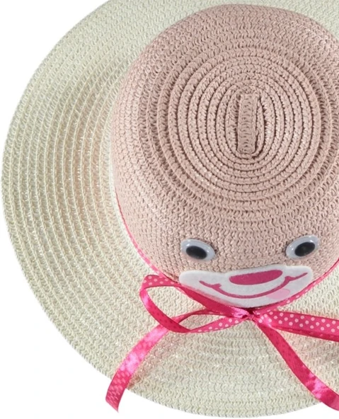 Kız Çocuk Hasır Fötr Plaj Şapka Rattan Model 5/10 YAŞ - 3
