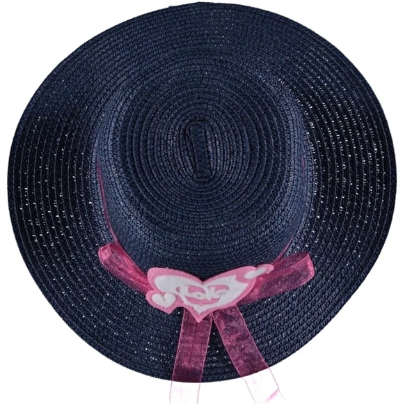 Kız Çocuk Hasır Fötr Plaj Şapka Rattan Tasarım 5/10 YAŞ - 7