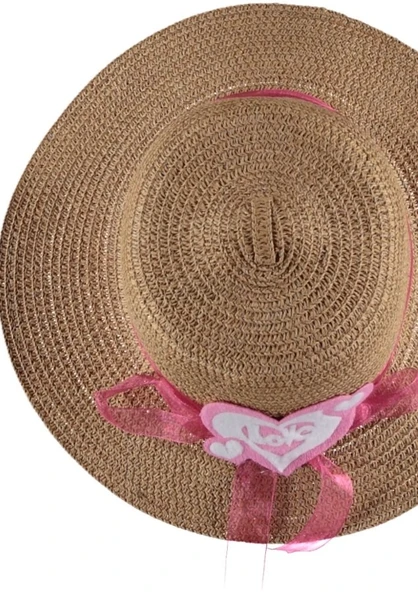 Kız Çocuk Hasır Fötr Plaj Şapka Rattan Tasarım 5/10 YAŞ - 6