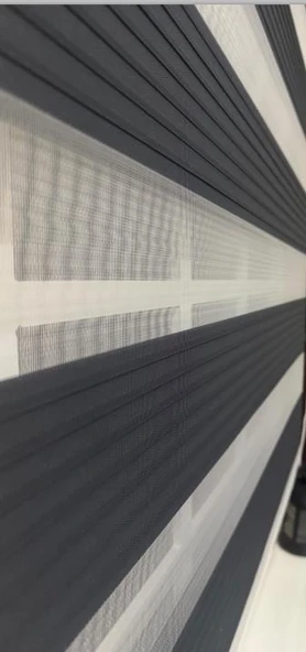 Pileli Antrasit Zebra Stor Kaliteli Güneşlik Perde STB-131  Gri 90 x 260