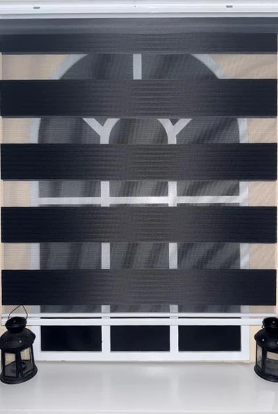 StorBurada Pileli Antrasit Zebra Stor Kaliteli Güneşlik Perde STB-131  Gri 80 x 200 - Resim 3