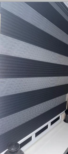 Pileli Antrasit Zebra Stor Kaliteli Güneşlik Perde STB-131  Gri 150 x 200 - 2