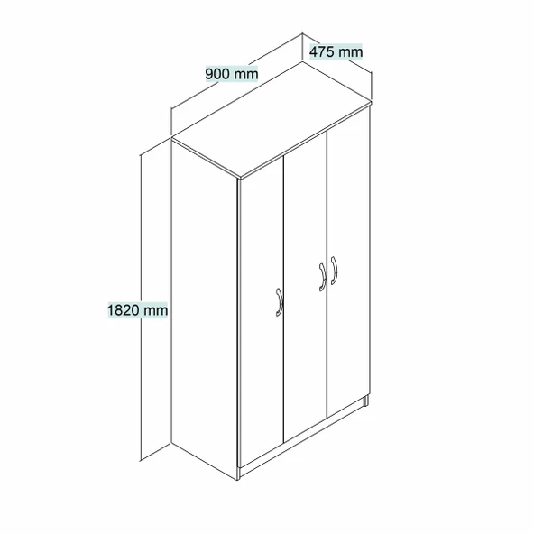 Nisa 3 Kapılı 6 Raflı Geniş Gardrop Beyaz-GRD0901 - 4