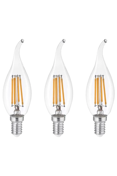 Heka Filament Rustik LED Ampul Kıvrık Uç 8W 3000K E14 Gün Işığı 3'lü ERD-36