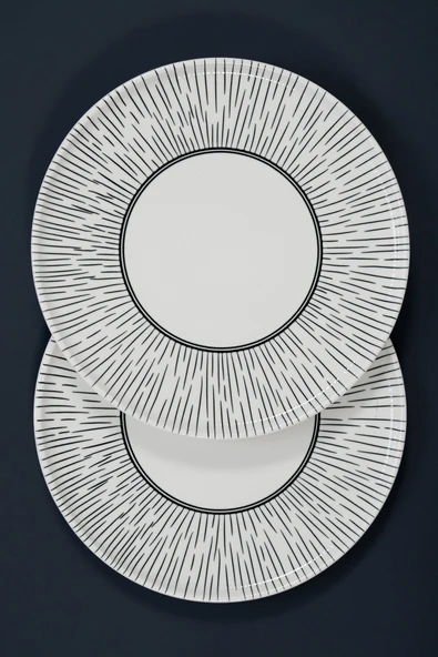 Sole Raggi 2’li 30 cm Modern İtalyan Porselen Sunum Tabağı Seti