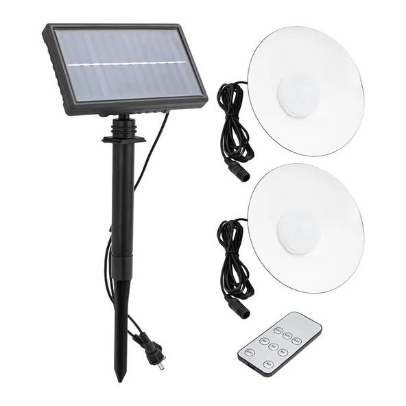 Powermaster XF-707-2 Kumandalı Solar Panelli 2 Power Ledli Çiftli Projektör Lambası XF-707-2