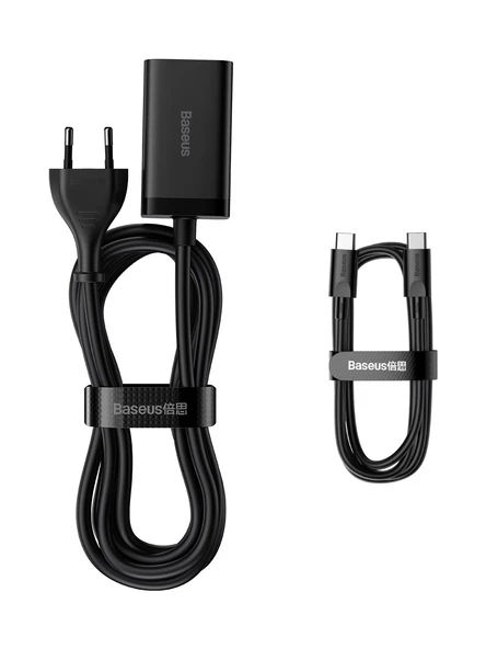 Baseus GaN3 Pro 65 Watt Hızlı Şarj Aleti Siyah - Resim 2