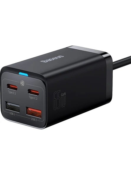 Baseus GaN3 Pro 65 Watt Hızlı Şarj Aleti Siyah