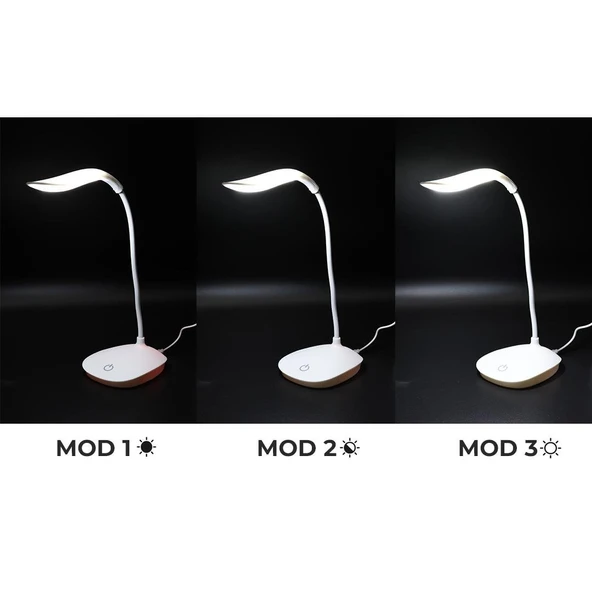 Powermaster PM-19316 5 Volt - 0.5 Amper Dokunmatik Tuşlu 14 Ledli Şarjlı Portatif Masa Lambası - Resim 3