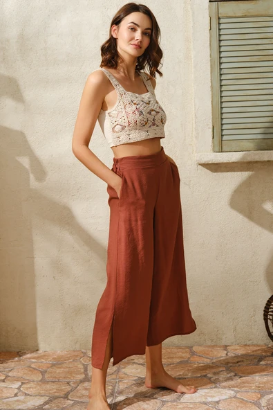 MAN9810 Sıfır Kol Oyuk U Yaka Kadın Cotton Düz Yazlık Uzun Dantel Detaylı Pijama Takımı Anıl 9810
