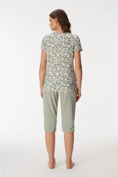 MAN11409 11409 Kadın T-Shirt ve Kapri Pantolon Takım - Resim 6