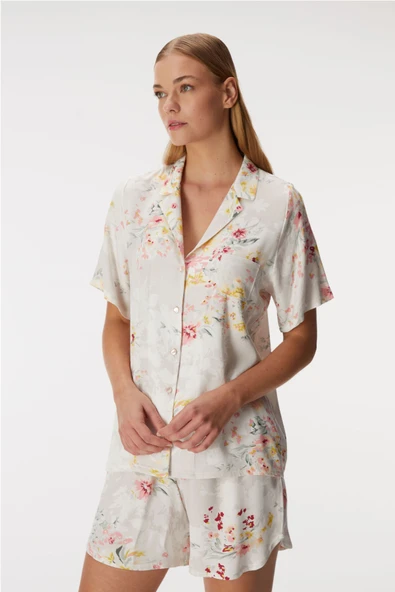 MAN11355 11355 Kadın Kısa Kol Gömlek ve Şort Takım - 3