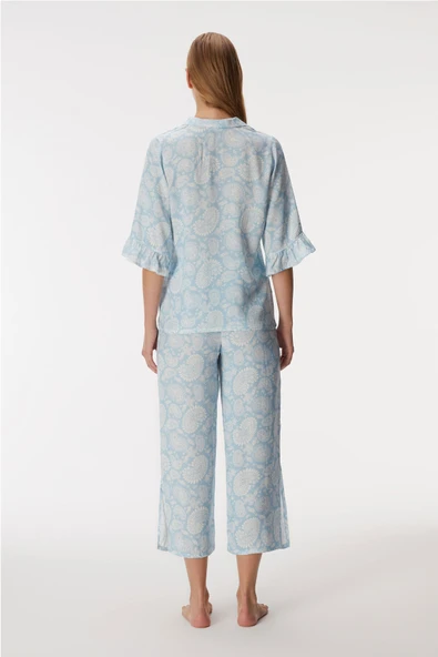 MAN11353 11353 Kadın Kısa Kol Gömlek ve Pantolon Takım - 3