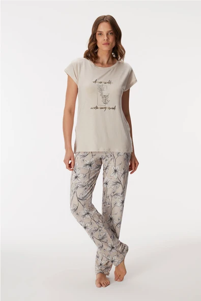 MAN11383 11383 Kadın T-Shirt ve Pantolon Takım - 4