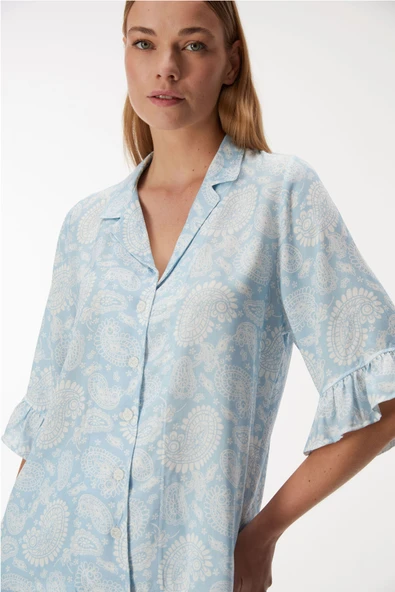 MAN11353 11353 Kadın Kısa Kol Gömlek ve Pantolon Takım - 8