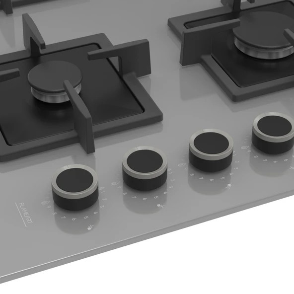 Ferre SC408 65 CM Wok Gözlü Gri Cam Ankastre Ocak (Döküm Izgara) - Resim 2