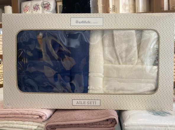 Özdilek Colourıst Aile Bornoz Seti Lacivert Krem - 2