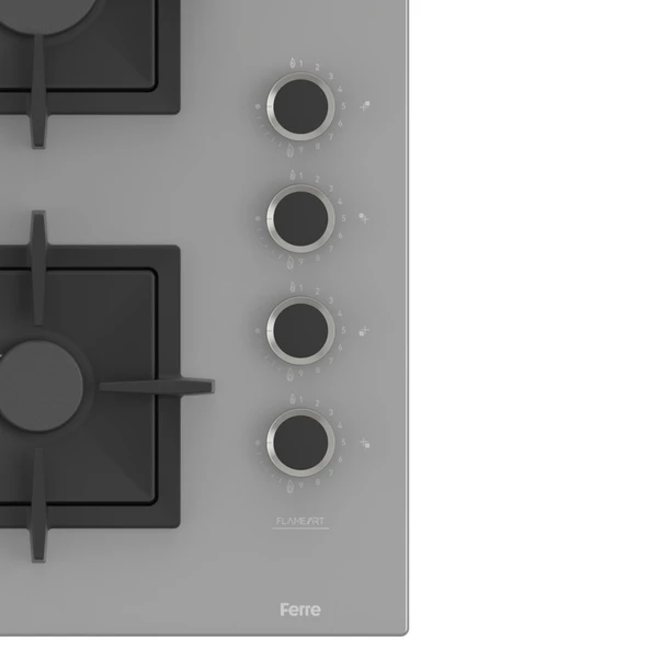 Ferre SC408 65 CM Wok Gözlü Gri Cam Ankastre Ocak (Döküm Izgara) - Resim 5