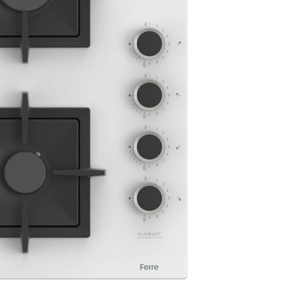 Ferre SC206 Beyaz Cam Ankastre Ocak (Döküm Izgara) - 5