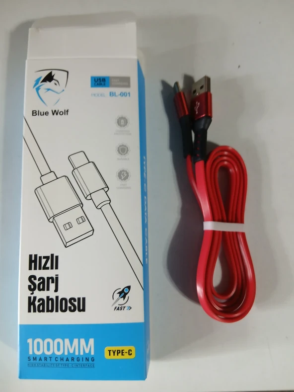 ASLANTİC  BLUE WOLF BL-001  HIZLI TYPE.C KAYIŞ KORDONLU KABLO