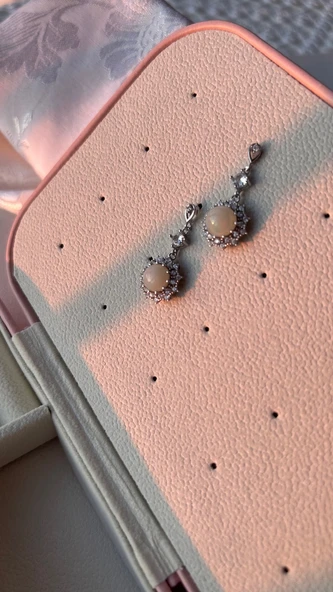 925 ayar gümüş Avustralya opali küpe - 2