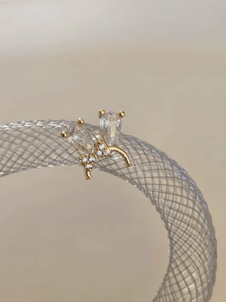 Fiyonk Kulak Model Kıkırdak Piercing Tragus Helix Gold Renk Küpe - 2